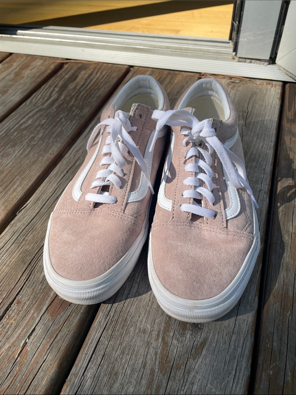 Vans Old Skool Suede Sneakers in Blush Pink and White